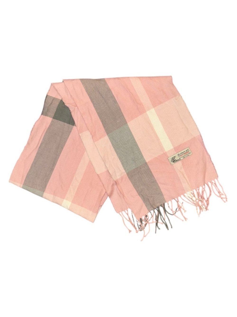 Pink & Gray Plaid Fringe Scarf - Women Accessories